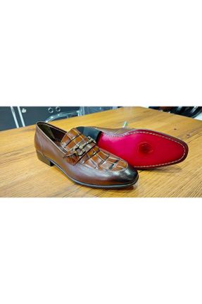 کفش کلاسیک قهوه ای مردانه چرم طبیعی پاشنه کوتاه ( 4 - 1 cm ) پاشنه ساده کد 791360107