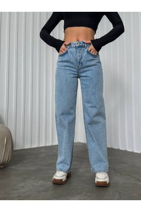 شلوار جین آبی زنانه فاق بلند جین استاندارد کد 791351039