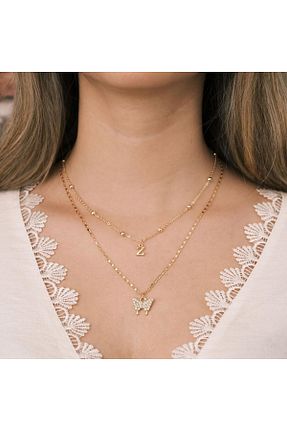 گردنبند استیل ( فولاد ) طلائی زنانه استیل ضد زنگ toptanhanem - کد 791396204