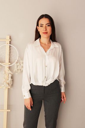 بلوز سفید زنانه دو سینه Dressi - کد 780114209