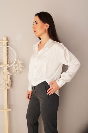 بلوز سفید زنانه دو سینه Dressi - کد 780114209