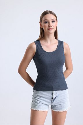 تیشرت طوسی زنانه رگولار Huzur Moda - کد 791748507