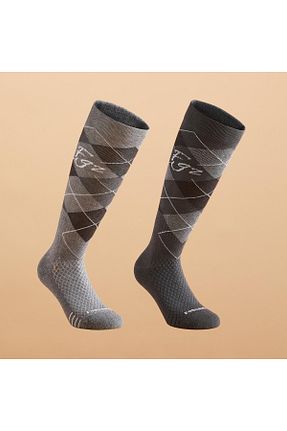 جوراب سوارکاری طوسی زنانه Decathlon - کد 709575436