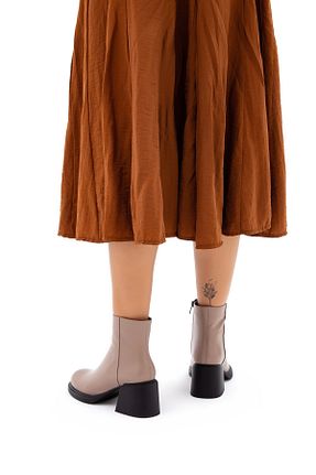 بوت / نیم بوت قهوه ای زنانه چرم خالص Tamer Tanca - کد 358641073