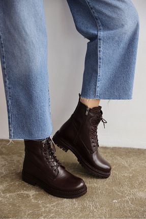 چکمه قهوه ای زنانه چرم خالص selinshoes - کد 792202057