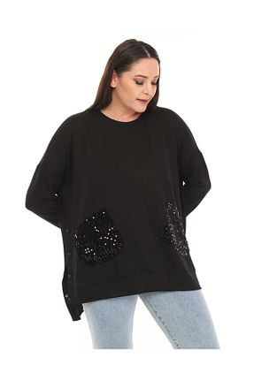 سوئیشرت سایز بزرگ مشکی زنانه سایز بزرگ Esina - کد 792105590