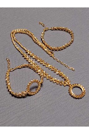 گردنبند نقره طلائی زنانه 22 عیار GEZERGOLD TAKI - کد 74005866