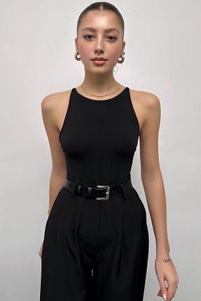 کمربند مشکی زنانه چرم مصنوعی LİA KEMER - کد 640893506