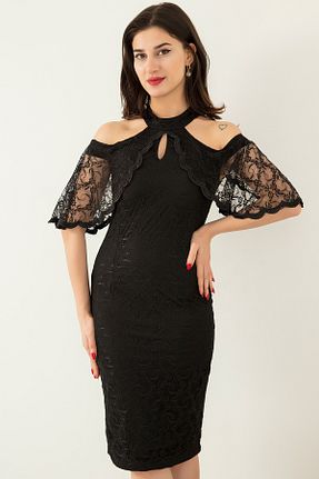 لباس مجلسی و فارغ التحصیلی مشکی زنانه دانتل PULLIMM - کد 83025317