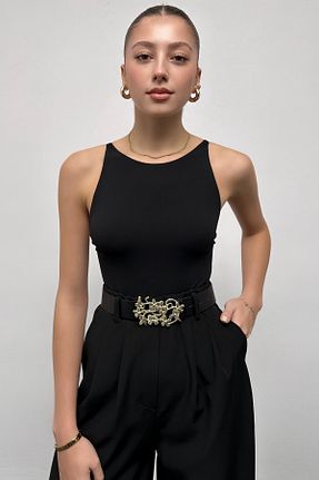 کمربند مشکی زنانه چرم مصنوعی LİA KEMER - کد 305735035
