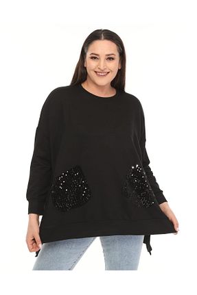 سوئیشرت سایز بزرگ مشکی زنانه سایز بزرگ Esina - کد 792105590