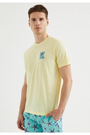 تی شرت زرد مردانه رگولار یقه گرد کد 103540409