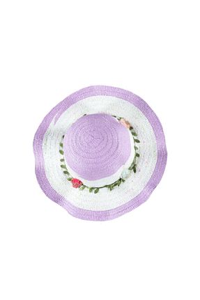 کلاه بنفش بچه گانه حصیر Kardelen Butik Denizli - کد 103843294
