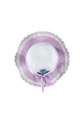 کلاه بنفش بچه گانه حصیر Kardelen Butik Denizli - کد 103848958