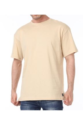 تی شرت بژ مردانه پنبه (نخی) رگولار یقه گرد تکی کد 104644338