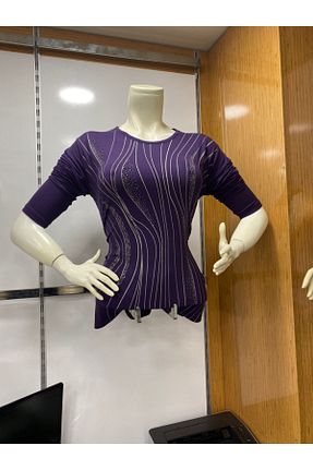 بلوز بنفش زنانه ساده Nacar - کد 105188363