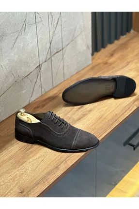 کفش کلاسیک قهوه ای مردانه جیر پاشنه کوتاه ( 4 - 1 cm ) پاشنه ساده کد 792457648