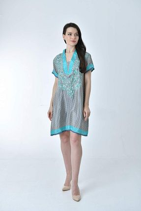 لباس فیروزه ای زنانه بافتنی Gezgin tekstil ve aksesuar - کد 792490284