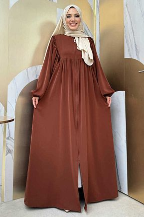 کلاه و ابایا قهوه ای زنانه %100 پنبه Bym Fashion - کد 792501757