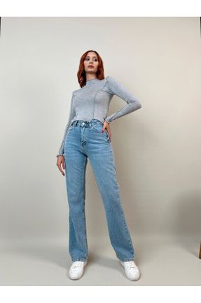 شلوار جین آبی زنانه فاق بلند جین بلند کد 792783877