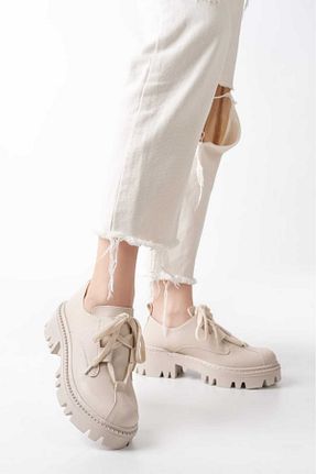 کفش لوفر بژ زنانه چرم مصنوعی DERELİ SHOES - کد 792363032