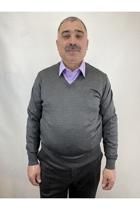 پلیور طوسی مردانه ساده ECALAMODE - کد 792484698