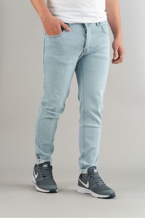 شلوار جین آبی مردانه پاچه لوله ای جین اسلیم بلند کد 792719655