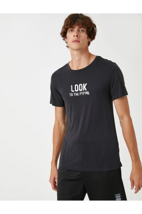 تی شرت مشکی مردانه رگولار یقه گرد مودال تکی کد 371524223