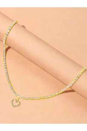 گردنبند جواهر طلائی زنانه استیل ضد زنگ کد 792383976