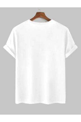 تی شرت سفید زنانه یقه خدمه پنبه - پلی استر اورسایز تکی کد 792388985