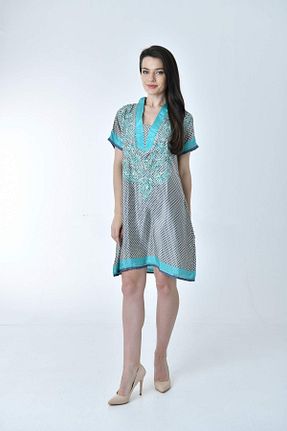 لباس فیروزه ای زنانه بافتنی Gezgin tekstil ve aksesuar - کد 792490284
