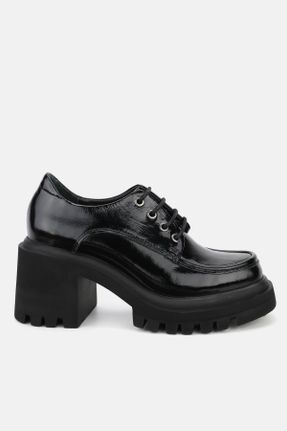 کفش آکسفورد مشکی زنانه چرم طبیعی پاشنه متوسط ( 5 - 9 cm ) کد 792759906