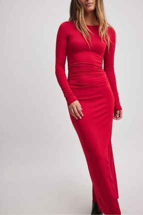 لباس قرمز زنانه بافت آستین-بلند پارتی کد 792827085