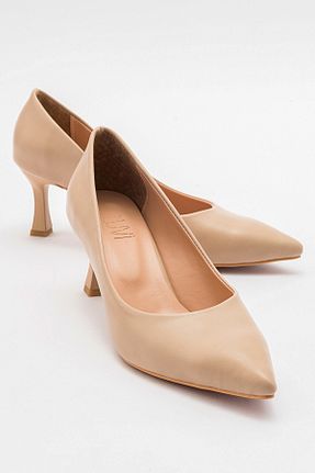 کفش استایلیتو بژ پاشنه نازک luvishoes - کد 792875895