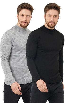 پلیور مشکی مردانه ساده allymoda - کد 792910028