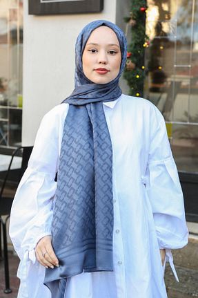 شال سرمه ای زنانه پلی استر Hint İpek - کد 792969400