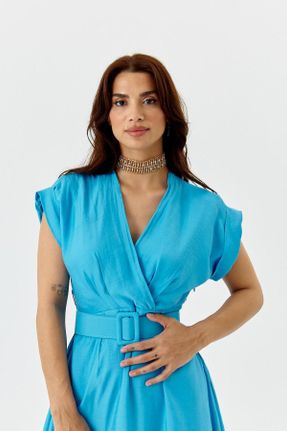 لباس آبی زنانه بافتنی رگولار کد 743671662