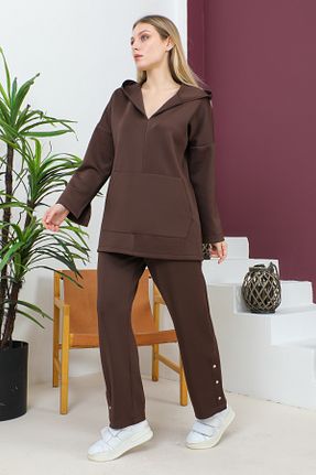 ست بالاتنه و پائین تنه قهوه ای زنانه بافتنی YEŞİM - کد 793181266
