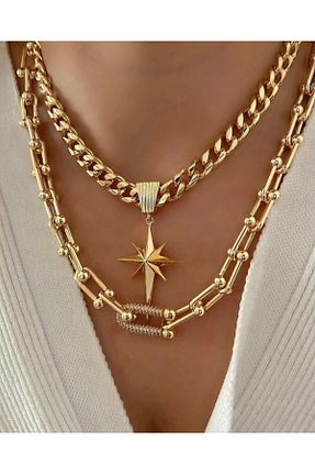 گردنبند استیل ( فولاد ) طلائی زنانه استیل (فولاد) MOONLİGHT - کد 793199158
