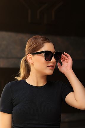 عینک آفتابی مشکی زنانه UV400 Nilu Moda - کد 793046813