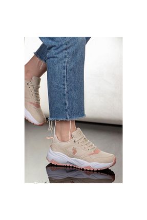کفش اسنیکر بژ زنانه بند دار U.S. Polo Assn. - کد 793126896
