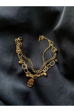 دستبند استیل (فولاد) طلائی زنانه استیل (فولاد) ZEC Beauty - کد 793173364