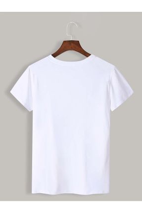 تی شرت سفید زنانه یقه گرد پنبه (نخی) اورسایز کد 793224033