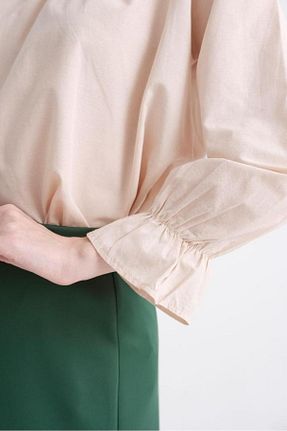 پیراهن حجاب بژ زنانه اورسایز CNG MODA - کد 793264556