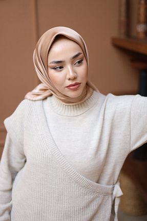 روسری بژ ساتن Silk Home - کد 793303288