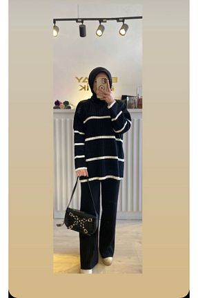 ست بالاتنه و پائین تنه حجاب مشکی زنانه رگولار Elinay Butik - کد 792889097
