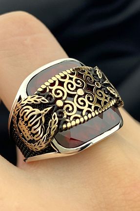 انگشتر نقره قرمز مردانه زیرکن Duende Silver - کد 792880385