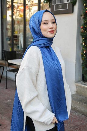 شال سرمه ای زنانه پلی استر Hint İpek - کد 792969388