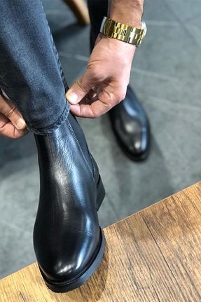بوت / نیم بوت مشکی مردانه چرم خالص BENGAL - کد 157726376