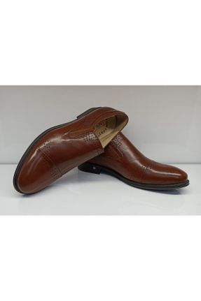 کفش کلاسیک قهوه ای مردانه چرم طبیعی پاشنه کوتاه ( 4 - 1 cm ) پاشنه ساده کد 793051685